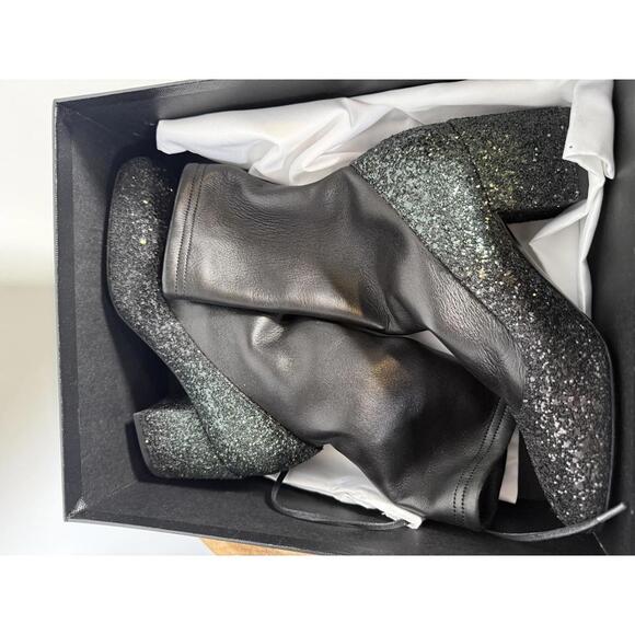 Premiata Sock Ankle Boots EU 35 US 5 Black Crystal Glitter Block Heel Womens NWB - Picture 4 of 11